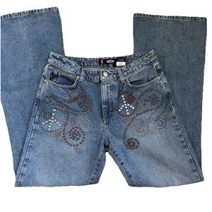 Vintage BONGO Y2K Flare Jeans Indie Boho Hippie Studded Retro Western Rhinestone